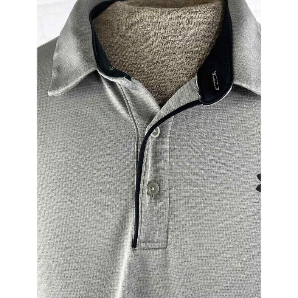 Men’s Big and Tall Under Armour Collared Golf Polo Shirt Size 2XL Gray Striped - Picture 3 of 5